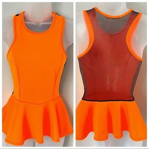 A’GACI | Orange Peplum Top with Mesh Back